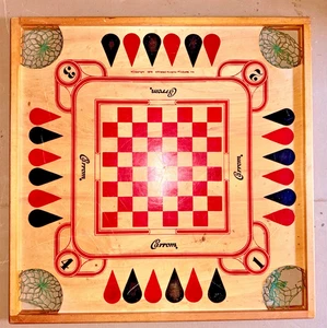 Tablero de Juego Carrom 1970 Vintage Doble Cara Modelo 26x26x2 Nº 108, caja original - Imagen 1 de 8