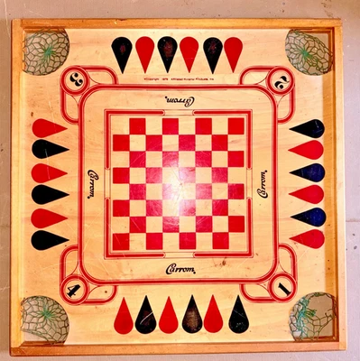1970 vintage double-sided Carrom Game Board 26x26x2 model no. 108, original box - Image 1 of 4