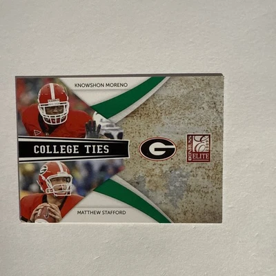 2009 Donruss Elite колледжа галстуки зеленый Knowshon Moreno/Matthew Stafford RC /899 - Изображение 1 из 4