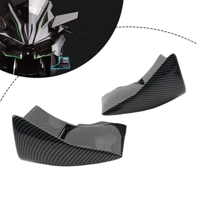 Carbon Fiber Lower Winglets Air Deflectors Fairing For Kawasaki Ninja H2 R 15-23 - Image 1 of 4