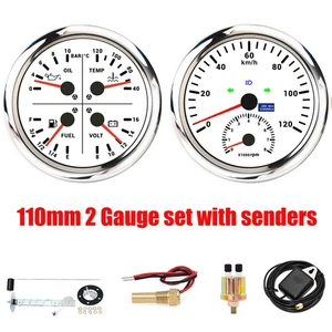 2 Gauge Set 110mm GPS Speedometer 120KM/H with Tacho & 4 IN 1 Gauge With Senders - Picture 1 of 9