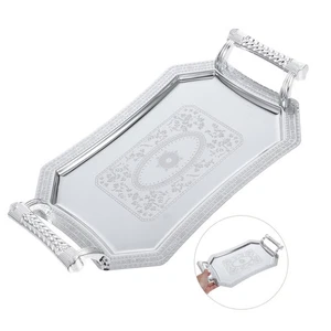  Serviertablett Mit Griff Obstteller Aus Edelstahl Desserttablett - Bild 1 von 12