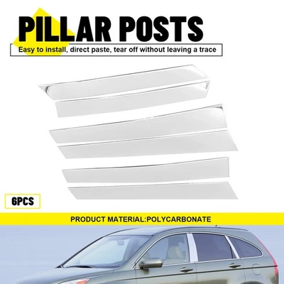 6 peças tampa de porta de janela com acabamento de pilar de postes cromados para decalque Honda CR-V 2007-2011 - Imagem 1 de 4