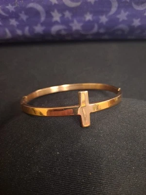 Pulsera Acero Por Diseño NUEVA Cruz Horizontal Bronce Acero Inoxidable Foto 1 de 4