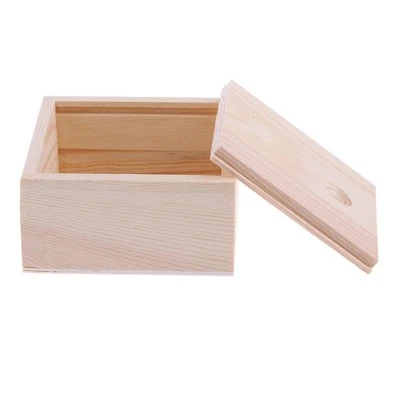 Small Plain Natural Wooden Box Storage Organizer Case Container for Jewellery - Image 1 of 4