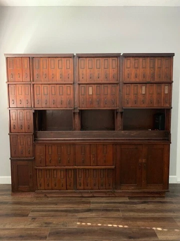 Antique Huge Globe Wernicke Apothecary Medical Card File Cabinet 8’3” wide x 7’ Cover