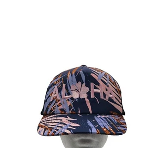 Hapari Surfing Aloha Snapback Trucker Mesh Cap Hat Hawaiian Palms Pink Purple - Picture 1 of 10