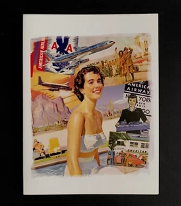 Vintage AMERICAN AIRLINES "Vacation" Blank Note Greeting Card Stationary NOS - Picture 1 of 3