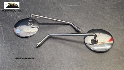 KAWASAKI 750 H2 PAIRE RETROVISEURS MOTO ROND CHROME - Photo 1/4