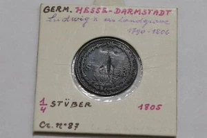 π§ π©πͺ GERMANY HESSE-DARMSTADT 1/4 STUBER 1805 B66 #8 - Picture 1 of 4