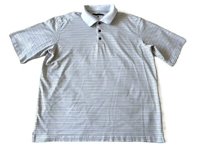 Pebble Beach - Men's XL Performance White Multi-Striped Golf Polo Shirt - Image 1 of 4