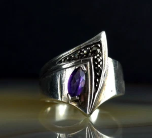 Anillo plata 925 amatista lila Markasita 18,0 mm - extravagante y especialmente plata - Imagen 1 de 9