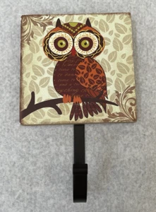 Gancho de metal decorativo de madera para búho de 5x8" tapas llaves abrigos chaquetas mochilas carteras - Imagen 1 de 3