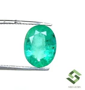 Piedra preciosa suelta sin tratar 9x7 mm certificada esmeralda natural corte ovalado 1,53 CTS - Imagen 1 de 8
