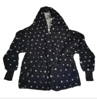 NUEVO CON ETIQUETAS LuLaRoe Negro Blanco Lunares Frente Abierto Oso de Peluche SUDADERA CON CAPUCHA Cárdigan Chaqueta L Foto 1 de 4