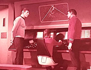 RARE STAR TREK TOS - Spock, Scotty & Crewman on Bridge - 35mm FILM CLIP/SLIDE - Picture 1 of 3