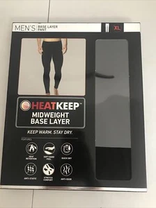 HeatKeep Mens Black Midweight Performance Base Layer Pant XL 40-42(APO-70) - Picture 1 of 5