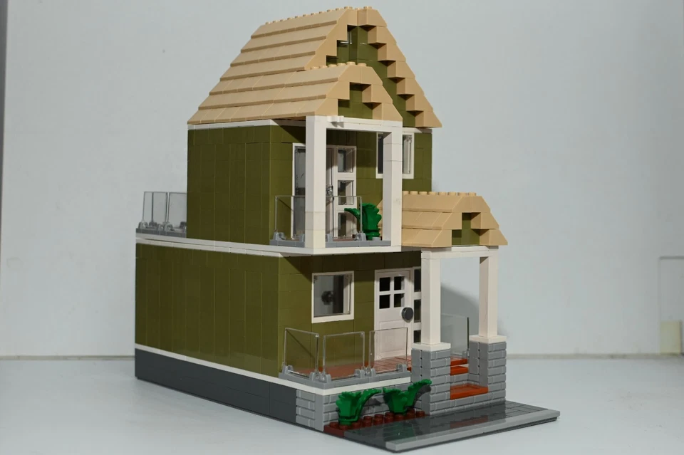 Olive Green House Modular City Modelo Personalizado Construido compatible con LEGO Foto 1 de 4