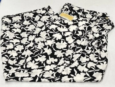 Pantalón Michael Kors Mujer Pierna Ancha con Cinturón, Negro/Blanco, Talla 18W Foto 1 de 3