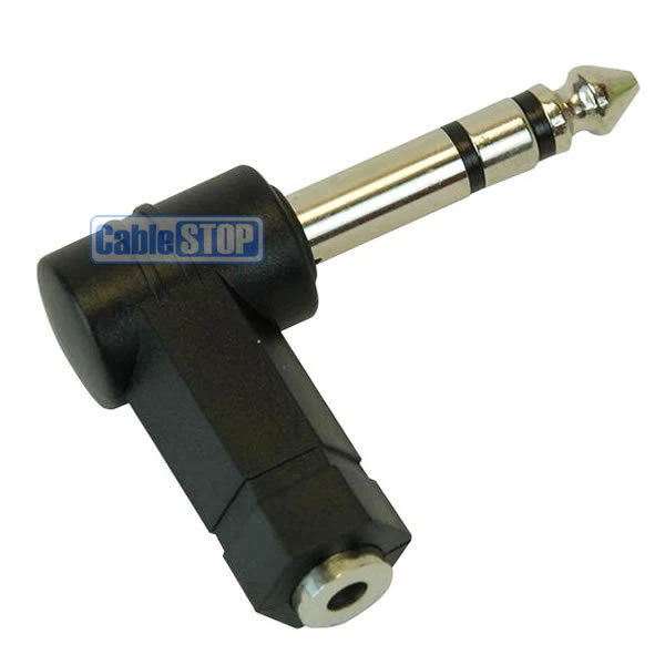 6.35mm STEREO Jack Plug to 3.5mm Female Socket Right Angle Adapter 90 Degrees - Image 1 of 1