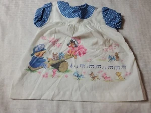 Coniglietto Totter Teeter Totter vintage cura della mamma bambina misura 80 cm bianco blu  - Foto 1 di 6