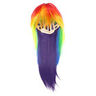  Rainbow Wig Women Middle Part Wigs Colored False Hair Short