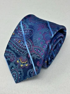 ROBERT GRAHAM Blue Paisley Silk Tie Made In USA W: 3" EX COND - Picture 1 of 7