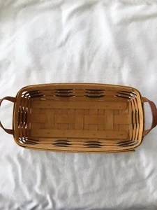 Longaberger Long Rectangular Basket With Leather Handles - Picture 1 of 5