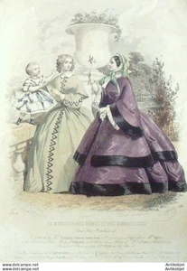 Moniteur Dames Demoiselles 1859 # 538 (Lhopiteau) Gravure originale aquarellee - Picture 1 of 1