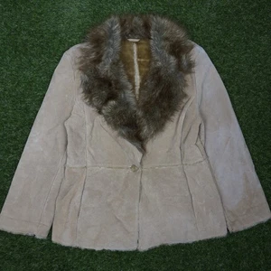 Giacca vintage St. Johns Bay grande Penny Lane pelle scamosciata pelliccia sintetica rara taglia XL - Foto 1 di 7