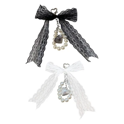 Elegant Pearls Photo Frame Keychain With Lace Bowknot Bag Charm Jewelry - Image 1 of 4