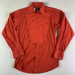 Panhandle Slim Shirt Men Medium Red Bib Pearl Snap Western Cowboy Made in USA - Picture 1 of 6