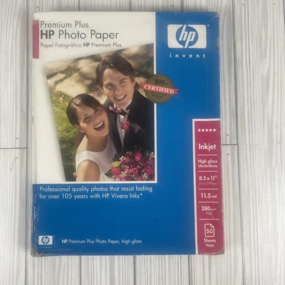 HP Premium Plus Inkjet Photo Paper 8.5 x 11, 25 Sheets, New in Sealed Box - Image 1 of 4
