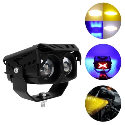 Dual Color LED Motorcycle Spot Light HiLow Beam Fog Lamps for Pickup Truck SUV - Image 1 of 4