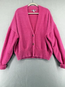 Urban Outfitters Strickjacke Damen Medium Rosa Fuzzy Oversized Retro Cozy - Bild 1 von 8