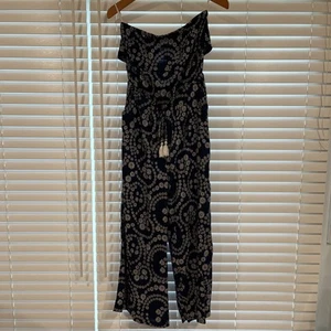 Blue Island Floral Daisy Pattern Strapless Wide leg Jumpsuit Size M Resortware - Picture 1 of 11