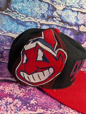 NEW Vtg Cleveland Indians Sports Specialties Laser Snapback Hat Cap Big Logo - Image 1 of 4