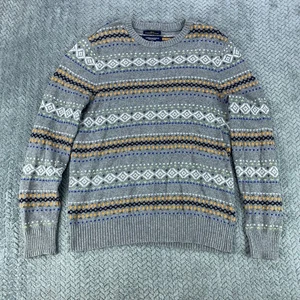 American Eagle Sweater Men's Large Gray Rabbit Hair Cotton Blend Athletic Fit - Picture 1 of 9