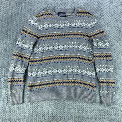 American Eagle Sweater Men's Large Gray Rabbit Hair Cotton Blend Athletic Fit - Image 1 of 4