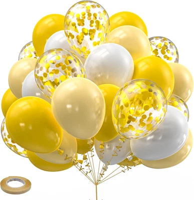 Globos de otoño de confeti amarillo y blanco de Acción de Gracias, 60 piezas amarillo pastel de 12 pulgadas  Foto 1 de 4