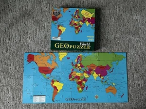 GEOToys World Geo Puzzle 68 Pcs Geography Map 26" x 12.5" Jigsaw Complete  - Picture 1 of 6