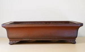 Olla Bonsai Japonesa Tokoname YAMAAKI 15.5" (39.3cm) Marrón Sin Esmaltar Rectángulo Y972 - Imagen 1 de 13