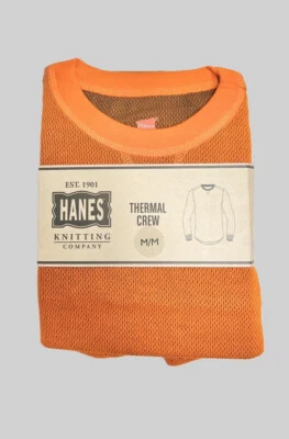 Hanes Knitting Company Men's Orange Crew Neck Thermal Shirt Size Medium 38-40" - Image 1 of 3