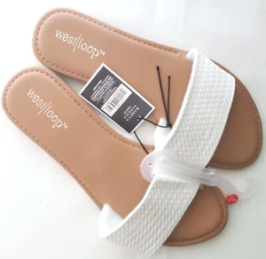 WESTLOOP WOMEN'S SMALL 5/6 BEIGE WHITE SANDALS SHOES NEW WITH TAGS - Picture 1 of 2