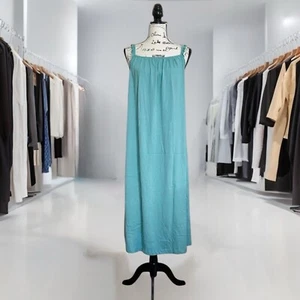 ZARA Women’s Dress Blue Midi Bows Round Neck Wide Straps Back Sleeveless Size L - Picture 1 of 5