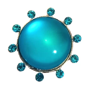 Gingersnaps Jewelry Charm Silver Alloy Blue Crystal Snap Button Rhinestones - Picture 1 of 4