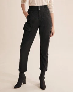 country road black bamboo cotton cropped cargo pants pockets size 10 - Picture 1 of 13