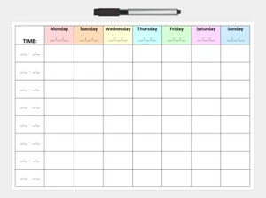 A4 Weekly Planner + marker w/ eraser (Daily-time schedule, magnetic, laminated) - Picture 1 of 2