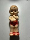 Antique baby Kewpi girl, Bakelite doll Rattle  toy Argentina 1940s
