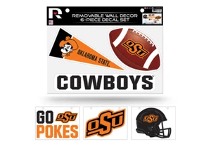 JUEGO DE 6 CALCOMANÍAS PREMIUM DECORACIÓN DE PARED EXTRAÍBLE OKLAHOMA STATE COWBOYS - Imagen 1 de 1